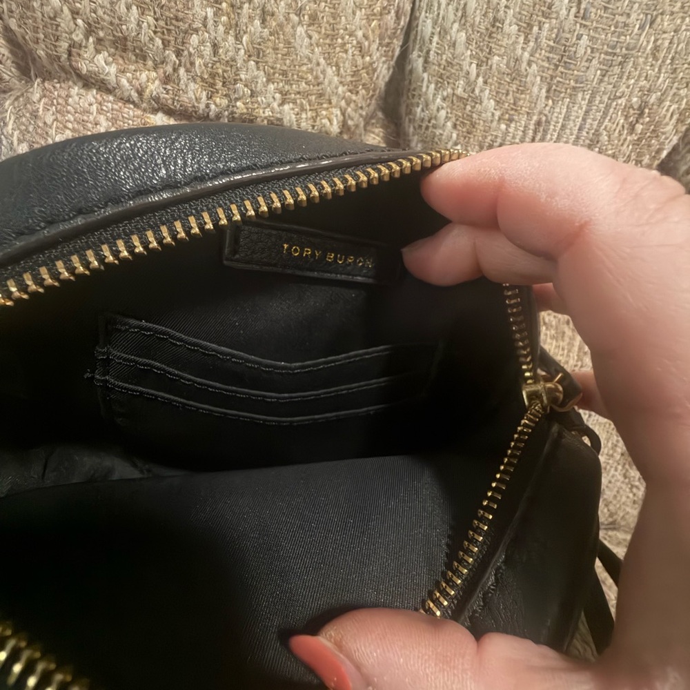 Tory Burch Black Pebbled Leather Crossbody with Tassels - Picture 3 of 4